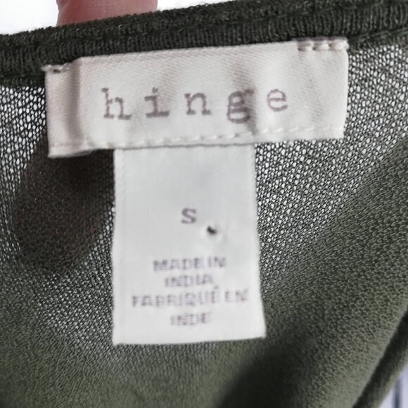 Hinge Sheer Green Ruffle Top Size S - Picture 6 of 13